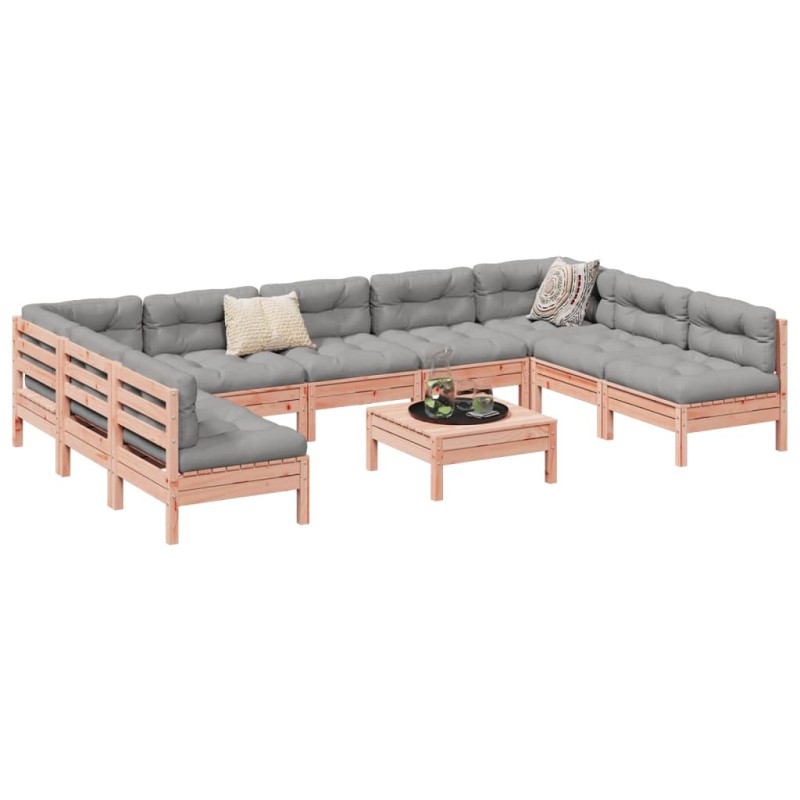vidaXL Set de sofás de jardín 10 pzas con cojines madera abeto Douglas vidaXL Set de sofás de jardín 10 pzas con cojines madera abeto Douglas