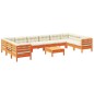 vidaXL Set de sofás jardín 11 pzas con cojines madera pino marrón cera vidaXL Set de sofás jardín 11 pzas con cojines madera pino marrón cera