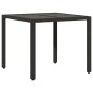 vidaXL Mesa de jardín superficie de vidrio ratán PE negro 90x90x75 cm vidaXL Mesa de jardín superficie de vidrio ratán PE negro 90x90x75 cm