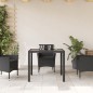 vidaXL Mesa de jardín superficie de vidrio ratán PE negro 90x90x75 cm vidaXL Mesa de jardín superficie de vidrio ratán PE negro 90x90x75 cm