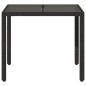 vidaXL Mesa de jardín superficie de vidrio ratán PE negro 90x90x75 cm vidaXL Mesa de jardín superficie de vidrio ratán PE negro 90x90x75 cm