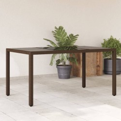 vidaXL Mesa de jardín superficie de vidrio ratán PE marrón 150x90x75cm
