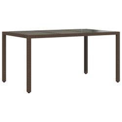 vidaXL Mesa de jardín superficie de vidrio ratán PE marrón 150x90x75cm