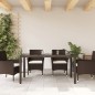 vidaXL Mesa de jardín superficie de vidrio ratán PE marrón 150x90x75cm vidaXL Mesa de jardín superficie de vidrio ratán PE marrón 150x90x75cm