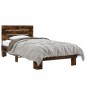 vidaXL Estructura cama madera ingeniería metal roble ahumado 90x190 cm vidaXL Estructura cama madera ingeniería metal roble ahumado 90x190 cm