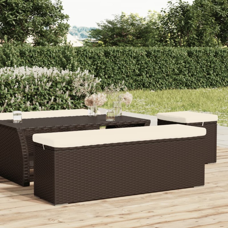vidaXL Banco otomana con cojín ratán sintético marrón 110x30x40 cm vidaXL Banco otomana con cojín ratán sintético marrón 110x30x40 cm