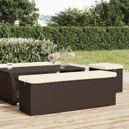 vidaXL Banco otomana con cojín ratán sintético marrón 110x30x40 cm