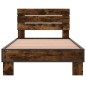 vidaXL Estructura cama madera ingeniería metal roble ahumado 90x190 cm vidaXL Estructura cama madera ingeniería metal roble ahumado 90x190 cm