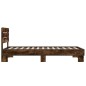 vidaXL Estructura cama madera ingeniería metal roble ahumado 90x190 cm vidaXL Estructura cama madera ingeniería metal roble ahumado 90x190 cm