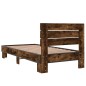 vidaXL Estructura cama madera ingeniería metal roble ahumado 90x190 cm vidaXL Estructura cama madera ingeniería metal roble ahumado 90x190 cm