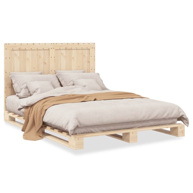 vidaXL Estructura de cama con cabecero madera maciza pino 160x200 cm vidaXL Estructura de cama con cabecero madera maciza pino 160x200 cm