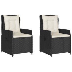 vidaXL Sillones de jardín reclinables 2 uds ratán sintético negro