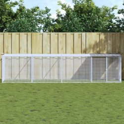 vidaXL Gallinero con techo acero galvanizado gris claro 403x98x90 cm