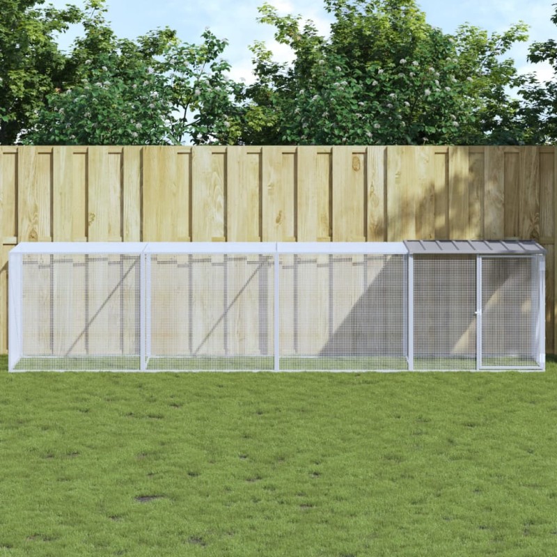 vidaXL Gallinero con techo acero galvanizado gris claro 403x98x90 cm vidaXL Gallinero con techo acero galvanizado gris claro 403x98x90 cm