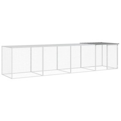 vidaXL Gallinero con techo acero galvanizado gris claro 403x98x90 cm