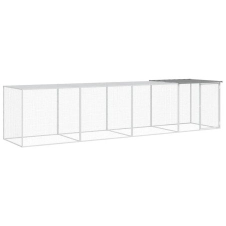 vidaXL Gallinero con techo acero galvanizado gris claro 403x98x90 cm