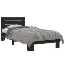 vidaXL Estructura de cama madera ingeniería y metal negro 100x200 cm