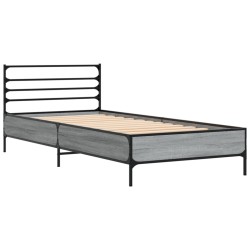 vidaXL Estructura cama madera ingeniería metal gris Sonoma 90x190 cm