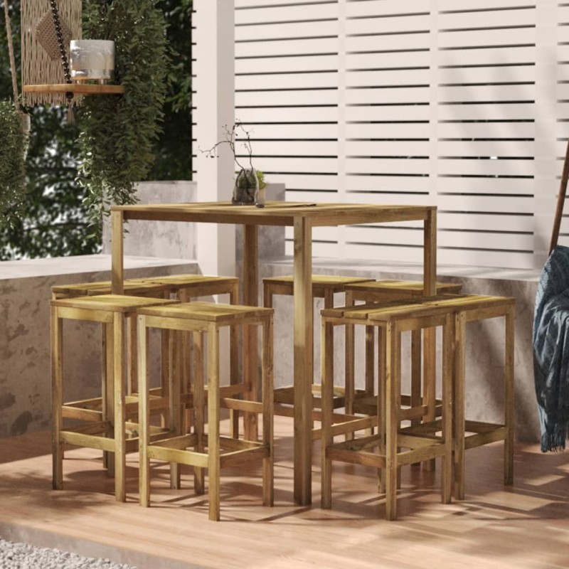 vidaXL Juego de bar de jardín 9 piezas madera de pino impregnada vidaXL Juego de bar de jardín 9 piezas madera de pino impregnada