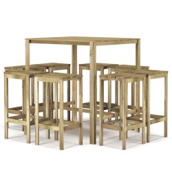 vidaXL Juego de bar de jardín 9 piezas madera de pino impregnada 