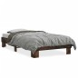 vidaXL Estructura cama madera ingeniería metal roble ahumado 90x190 cm vidaXL Estructura cama madera ingeniería metal roble ahumado 90x190 cm