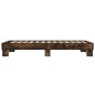 vidaXL Estructura cama madera ingeniería metal roble ahumado 90x190 cm vidaXL Estructura cama madera ingeniería metal roble ahumado 90x190 cm