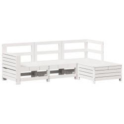 vidaXL Juego de sofás de jardín 4 pzas madera maciza de pino blanco