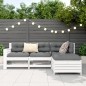 vidaXL Juego de sofás de jardín 4 pzas madera maciza de pino blanco