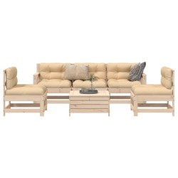 vidaXL Juego de sofás de jardín 6 piezas madera maciza de pino