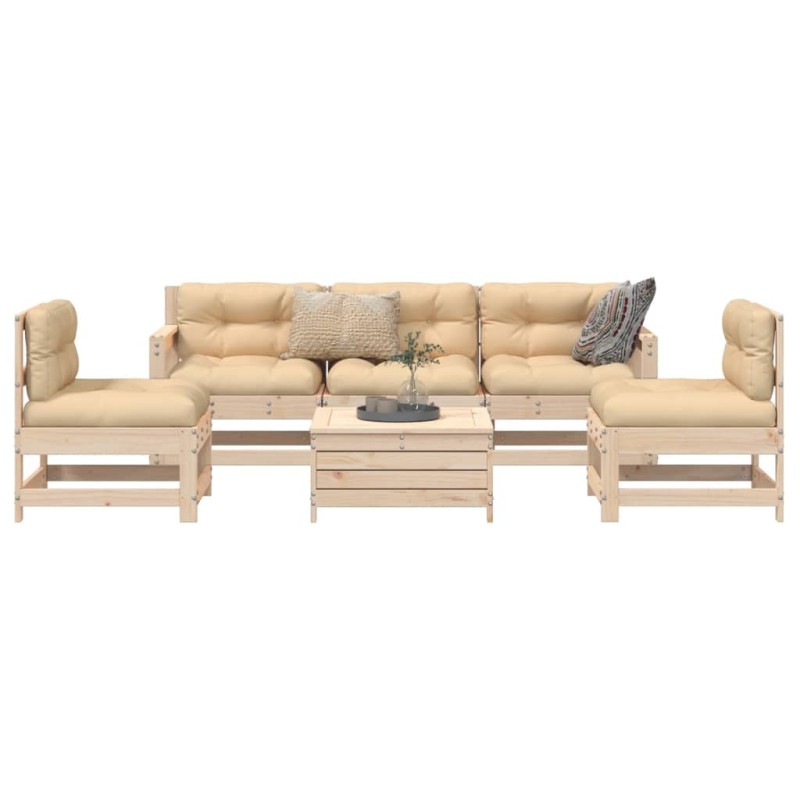 vidaXL Juego de sofás de jardín 6 piezas madera maciza de pino vidaXL Juego de sofás de jardín 6 piezas madera maciza de pino