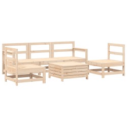 vidaXL Juego de sofás de jardín 6 piezas madera maciza de pino