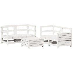 vidaXL Juego de sofás de jardín 5 piezas madera maciza de pino blanco