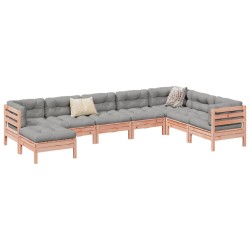 vidaXL Set de sofás jardín 8 pzas con cojines madera de abeto Douglas