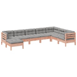 vidaXL Set de sofás jardín 8 pzas con cojines madera de abeto Douglas