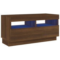 vidaXL Mueble de TV con luces LED color roble marrón 80x35x40 cm