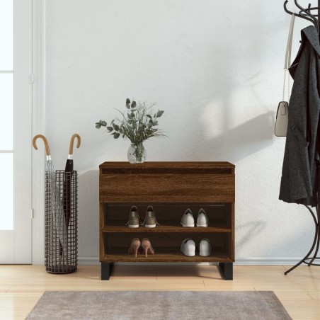 vidaXL Mueble zapatero madera contrachapada roble marrón 70x36x60 cm