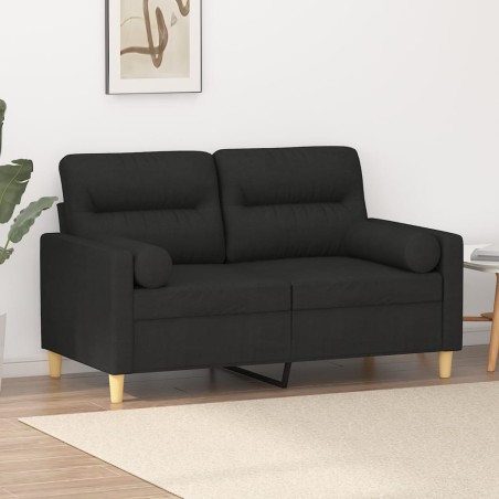 vidaXL Sofá de 2 plazas con cojines tela negro 120 cm