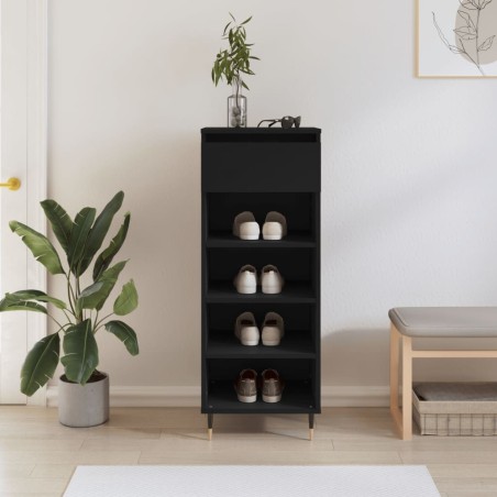 vidaXL Mueble zapatero madera contrachapada negro 40x36x105 cm