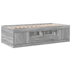 vidaXL Tumbona con cajones madera ingeniería gris Sonoma 90x190 cm