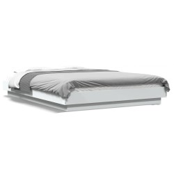 vidaXL Estructura de cama con LED madera ingeniería blanco 140x200 cm