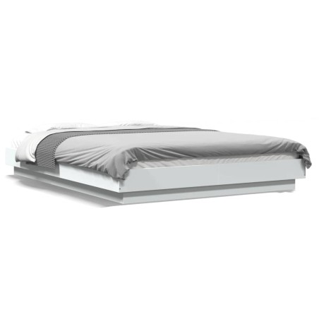 vidaXL Estructura de cama con LED madera ingeniería blanco 140x200 cm