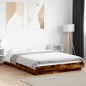 vidaXL Estructura cama con luces LED madera roble ahumado 140x200 cm vidaXL Estructura cama con luces LED madera roble ahumado 140x200 cm