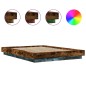 vidaXL Estructura cama con luces LED madera roble ahumado 140x200 cm vidaXL Estructura cama con luces LED madera roble ahumado 140x200 cm