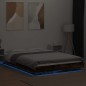 vidaXL Estructura cama con luces LED madera roble ahumado 135x190 cm vidaXL Estructura cama con luces LED madera roble ahumado 135x190 cm