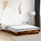 vidaXL Estructura cama con luces LED madera roble ahumado 135x190 cm vidaXL Estructura cama con luces LED madera roble ahumado 135x190 cm