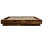 vidaXL Estructura cama con luces LED madera roble ahumado 135x190 cm vidaXL Estructura cama con luces LED madera roble ahumado 135x190 cm