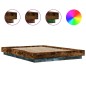 vidaXL Estructura cama con luces LED madera roble ahumado 135x190 cm vidaXL Estructura cama con luces LED madera roble ahumado 135x190 cm