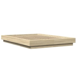 vidaXL Estructura cama con luces LED madera roble Sonoma 140x190 cm
