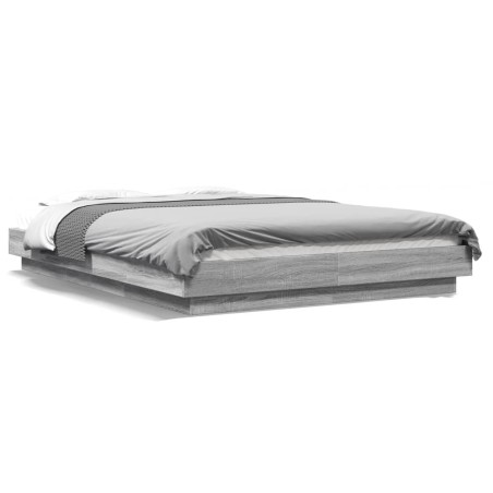 vidaXL Estructura de cama madera de ingeniería gris Sonoma 140x200 cm