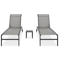 vidaXL Tumbonas con mesa 2 unidades textilene y acero